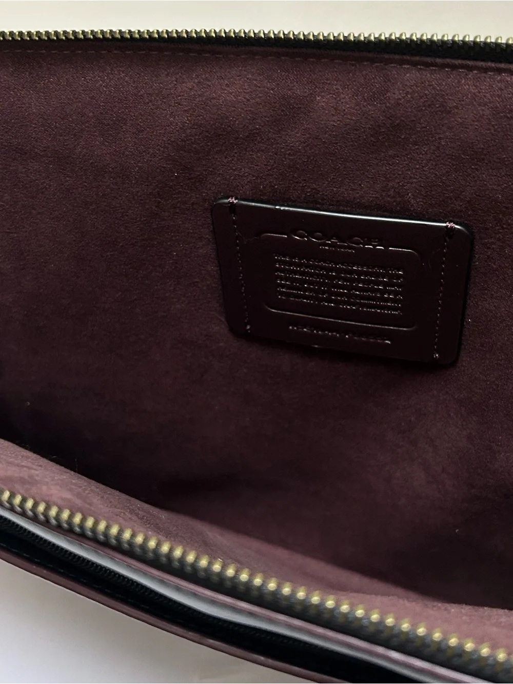 Coach Signature Monogram Laptop Sleeve with Leather Trim Black Oxblood F66552